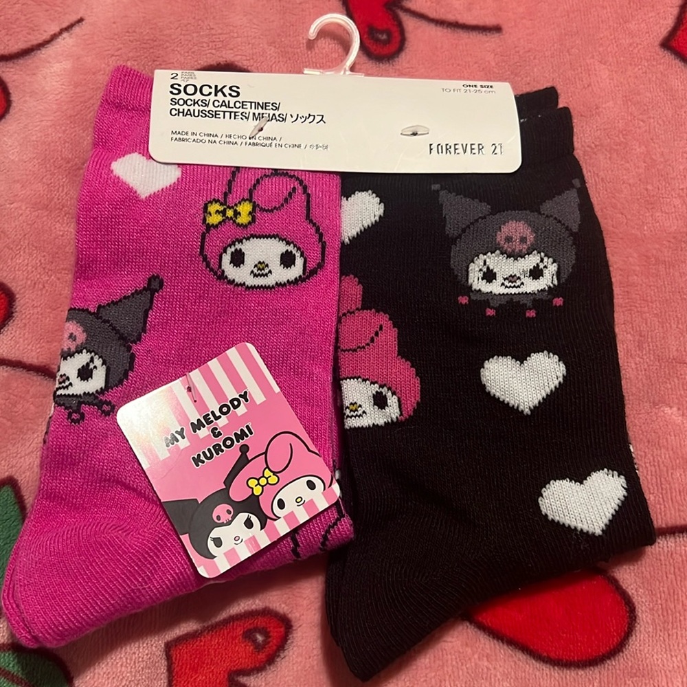 My melody and kuromi socks! Two pairs!